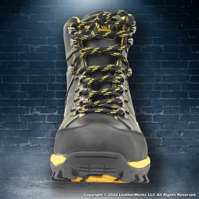 Milwaukee Leather High top Sneaker Black Yellow Front